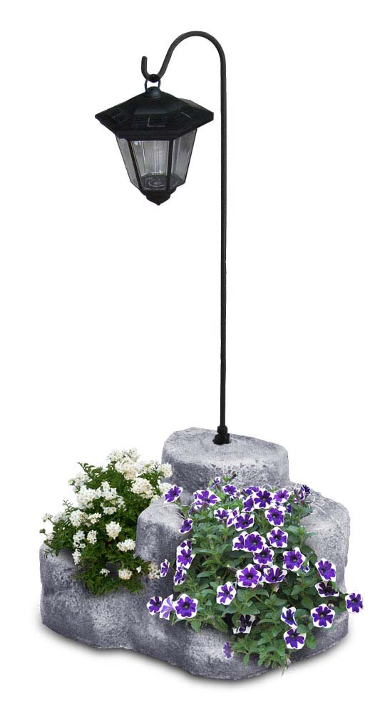 Lanterna solare da giardino con base media in finta roccia – R.C.